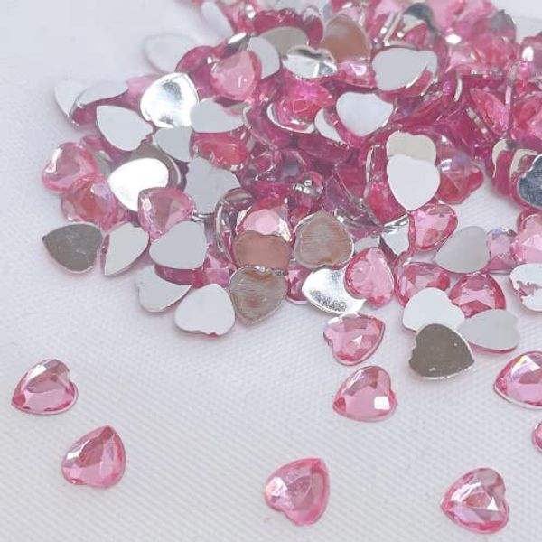 Heart Acrylic Rhinestone 6mm 500 Pcs/Clear/Light Pink/Rose Pink/Cherry Red/Light Purple/5 Color Mix (Light Pink)