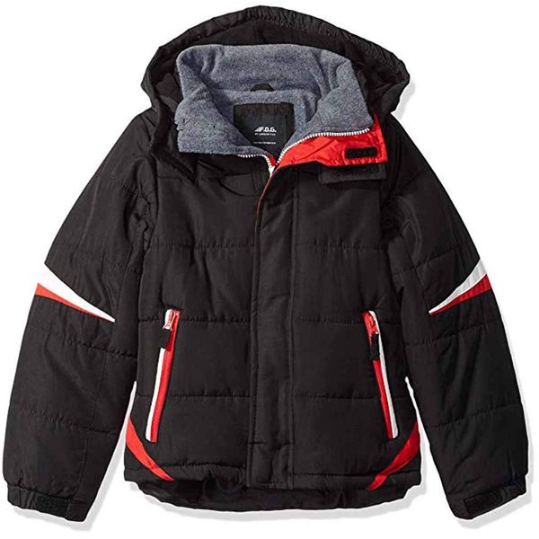 LONDON FOG Boys' Big Active Puffer Jacket Winter Coat, Super Black, 8