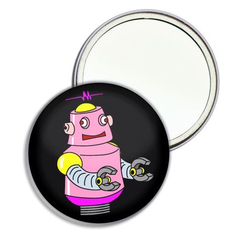 Black Girl Robot - 77mm Round Compact Mirror
