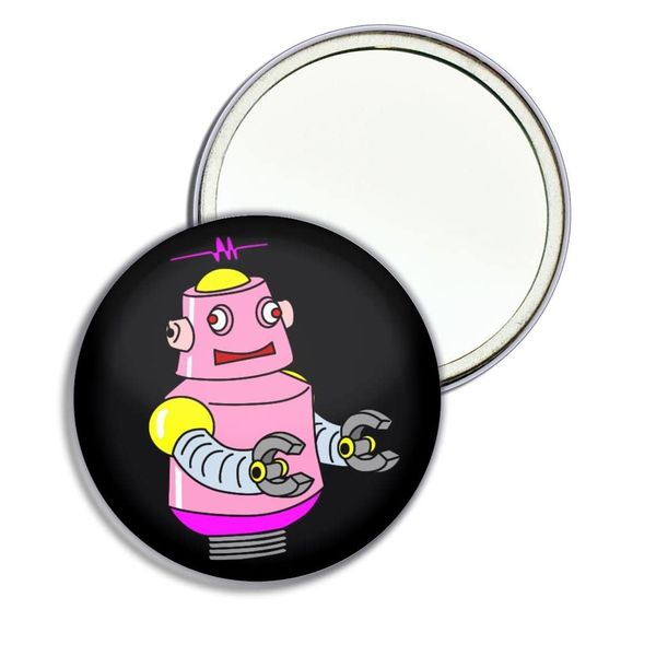 Black Girl Robot - 77mm Round Compact Mirror