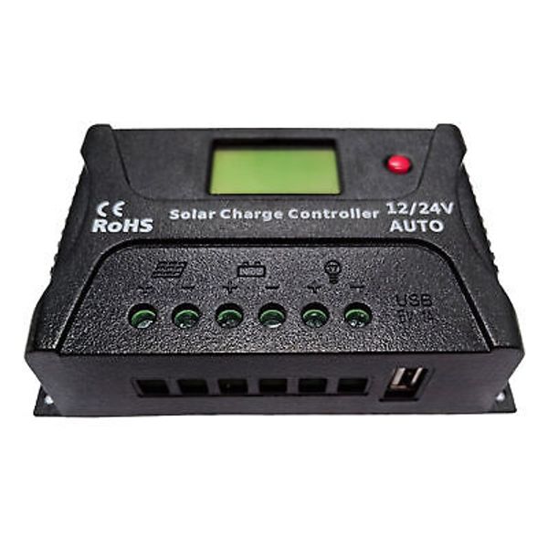 ALEKO Solar Charge Controller 20A Intelligent 2 USB Ports Display 12/24V