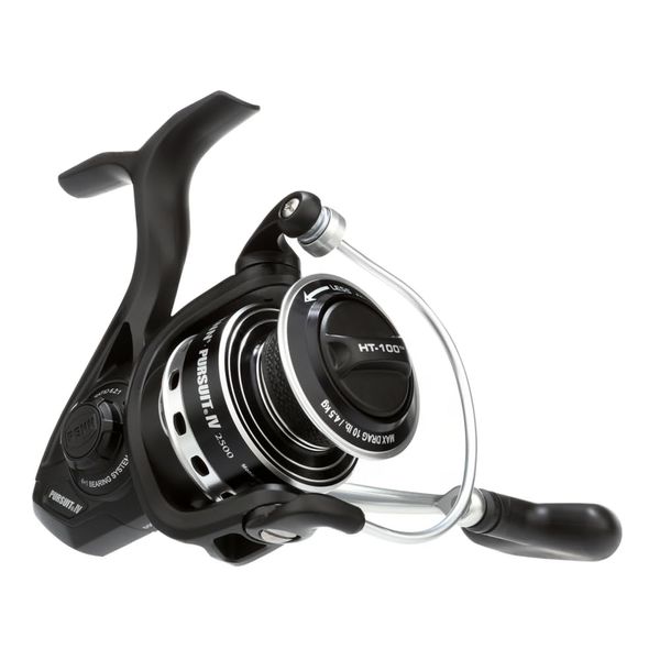 PENN Pursuit IV Spinning, Fishing Reel, Spinning Reels, Sea - Inshore Fishing, Spin Fishing, Jig, Lure Reel for All-Round Use, Boat, Kayak, Shore, Unisex, Black Silver, 2500