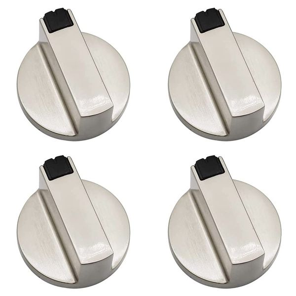 YPLonon 6MM Gas Stove Knob Replacements 4PCS Oven Hob Cooker Knobs Metal Rotary Control Switch Adaptors for Kitchen Cooker Gas Stove Oven Cooktop Burner - Smooth (Easy to Clean)