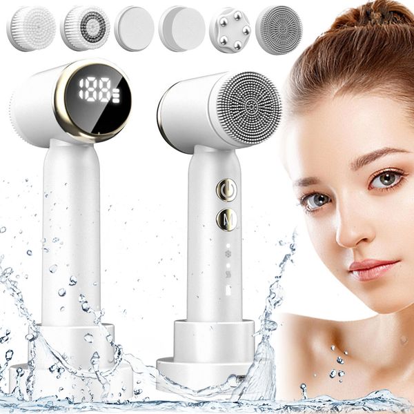 Ultrasonic Electric Face Cleansing Brush Cold & Hot Compress Therapy Exfoliating