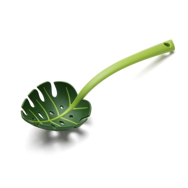 Jungle Spoon Monstera Nylon Ladle by OTOTO - BPA-Free, Heat Resistant Kitchen Cooking Utensil for Nonstick Cookware