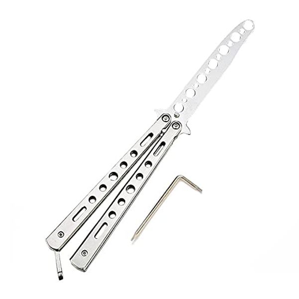 butterfly knife trainer , practice stainless steel training tool for training and practice, durable stainless steel (color) (silver)