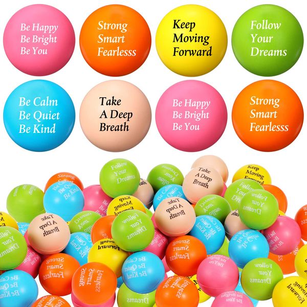 36 Pcs Motivational Stress Balls Quotes Inspirational Funny Colorful Foam Balls Hand Exercise Stress Relief Gifts for Office Small Anxiety Balls for Relief Motivating Supply (Round, Soft Colors)