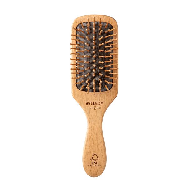 Weleda Wood Paddle Brush, Scalp Massage, Hair Brush, Paddle Brush, Natural Wood, Wood Pin, Brushing, Scalp Care, Glossy Hair, 2.8 oz (80 g)