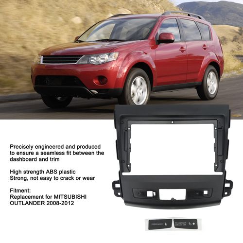 Aramox 9in Car Stereo Radio Fascia, Navigation Panel Frame Car Stereo Dash Radio Fascia Kit Replacement for Outlander 2008‑2012