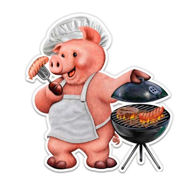 BBQ Grilling Barbeque Grill - 5" Vinyl Sticker - for Car Laptop I-Pad - Waterproof Decal