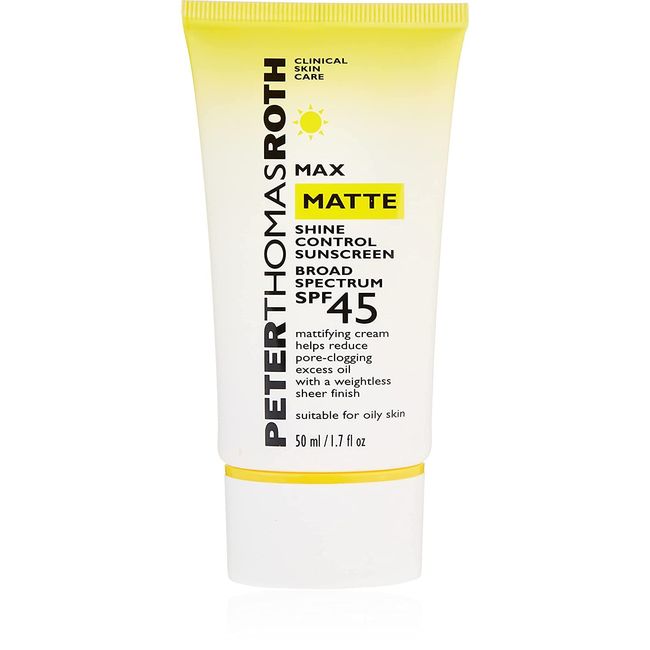 Peter Thomas Roth | Max Matte Shine Control Sunscreen Broad Spectrum SPF 45 | Mattifying Sunscreen For Oily Skin, Water-Resistant, 1.7 fl. Oz (Pack of 1)