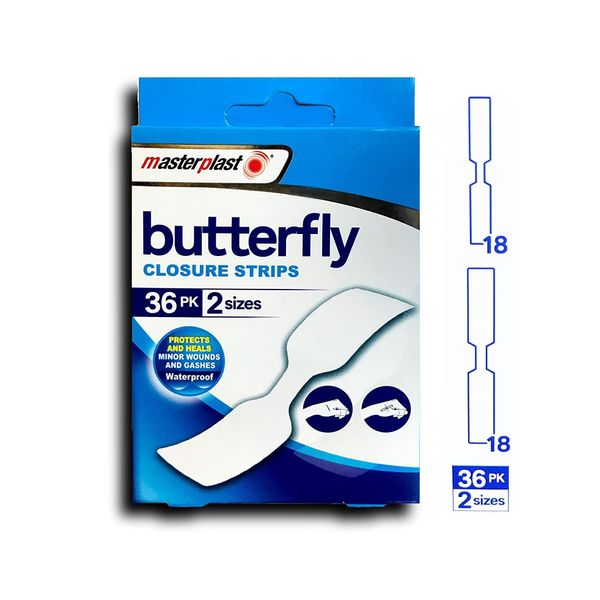 Butterfly Closure Strips, Waterproof Plasters, 36pack, Masterplast