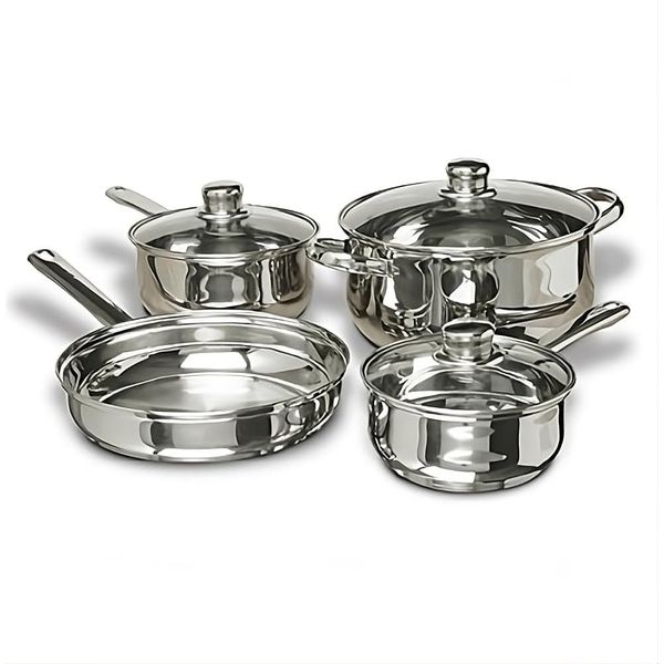 Cookware 7-Piece Stainless Steel Cookware Set, Includes Pots and Pans