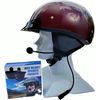 Daytona Helmets Skull Cap Half Helmet- DOT Approved- with Speaker Pockets- Black Cherry- 2XL