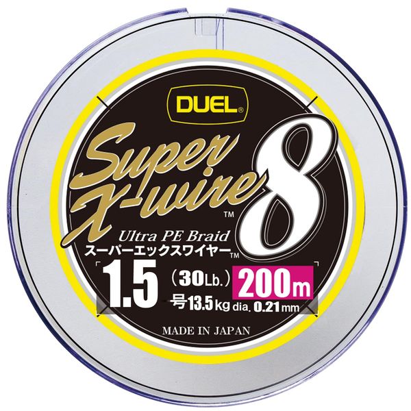 DUEL H3610N-5CR PE Line Fishing Line Super X-Wire 8 [Line Fishing Line Fishing Tackle High Strength High Sensitivity] No. 1.5 200m 5 Color/Yellow Marking