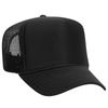 OTTO Wholesale 12 x Polyester Foam Front 5 Panel High Crown Mesh Back Trucker Hat - Black - (12 Pcs)