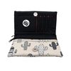Plan B, Purse Compact Cactus,15 x 9 cm, with 5 Card Holders, Beige Background with Patterned Designs