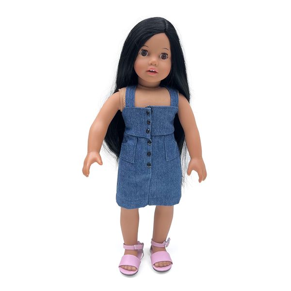 Sophia's Posable Soft Bodied 18 Doll Julia with Dark Brown Hair, Brown Eyes, French Manicure, & Blinking Eyes, Medium Skin Tone