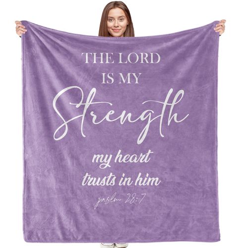 VRW Christian Blanket, Religious Bible Verse Flannel Throw Blanket, Christian Blankets for Women Faith, Inspirational Purple Blankets for Bedroom Living Room Couch Sofa, 50x60 Inches