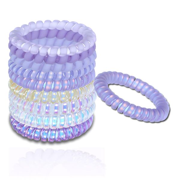 Spiral Hair Ties, Cute Ponytail Holders Coil Hair Ties No Damage for Thick Thin Curly Hair Telephone Wire Hands Accessories for Women Girls No Crease Rubber Phone Cord Hair Ties for Scrunchies (Large)