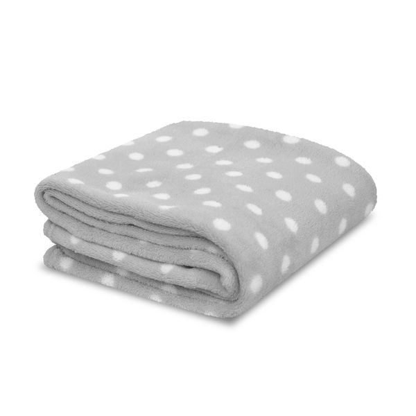 Little Starter Plush Toddler Blanket, Grey Dot