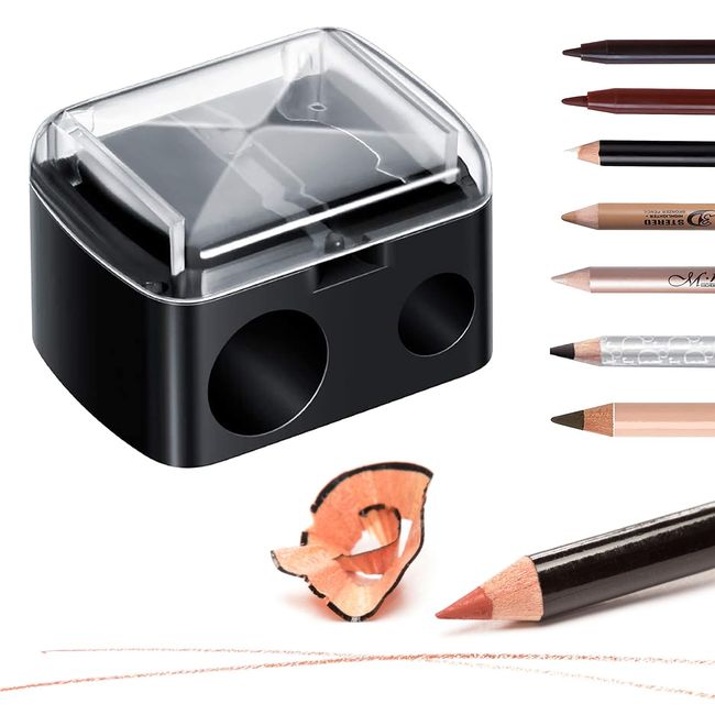 Cosmetic Pencil Dual Sharpener for Eyebrow, Eye and Lip Makeup Liner, 2 Sizes Holes Barrel Twist Manual Sharpener Make up Pencil Sharpener