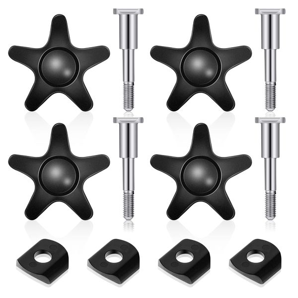 4 Pack Replacement Arm Adjustment Knobs for Rollators Walker Replacement Parts Guardian Walker Parts M6 Track Bolt Set T Bolt with Threaded Star Knobs and Washers for Rolling Walkers