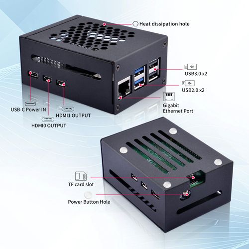 GeeekPi Raspberry Pi 5 Metal Case with Official Active Cooler, Support PCIe M.2 NVMe SSD Shield Top X1001 / X1003 / X1000 / N04 / N05
