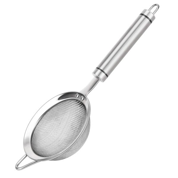 SUNWUKIN 304 Stainless Steel Fine Mesh Strainers for Kitchen, Colander-Skimmer with Handle, Sieve Sifters for Food, Tea, Rice, Oil, Noodles, Fruits, Vegetable