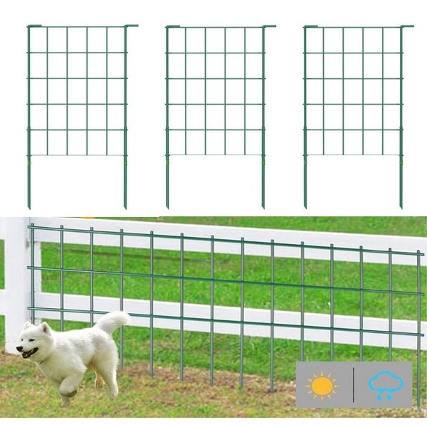 10ft Green Garden Fence for Dog Pet Folding Fencing RustProof Metal Panel Decor