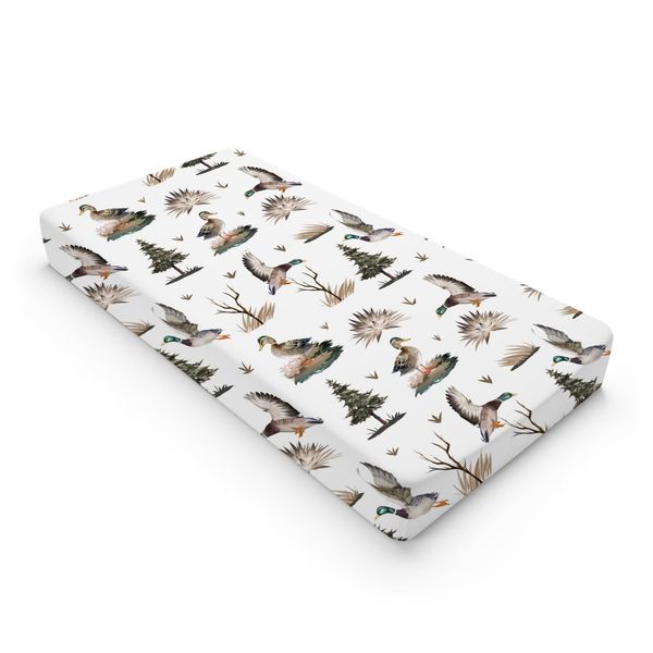 Mallard Duck Changing Pad Covers Duck Hunting Reeds Trees Diaper Changing Pad Covers Sheets for Girls Boys Soft Breathable Stretch Fitted Change Table Pad Mats Covers 32''x16''