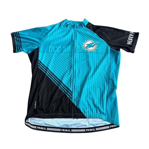 Primal Cycling Jersey Mens Full Zip Dolphins Health Awareness Teal Men Size XL