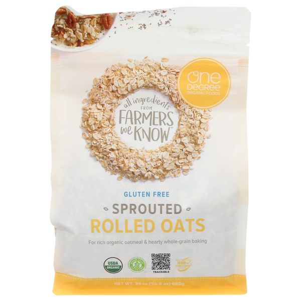 ONE DEGREE ORGANIC FOODS Organic Sprouted Rolled Oats, 24 OZ