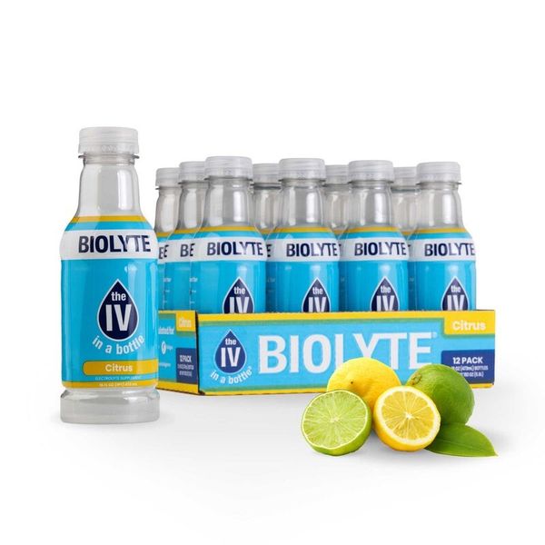 BIOLYTE Electrolyte-IV Drink for Rapid Hydration citrus 12 pack 473ml  Bottles 