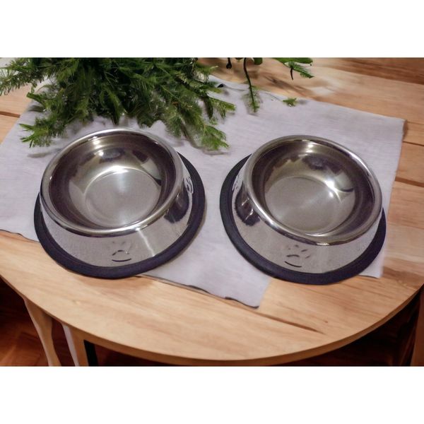 (2) Pardon My Pet Stainless Steel Pet Bowls Small Dog or Cat, 6" New