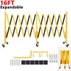 16FT Industrial Expandable Barricade Folding Security Gate with Wheels,Retrac.