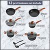 12 Pieces Kitchen Pots & Pans Set Nonstick Cookware Set Granite Coated with Lids