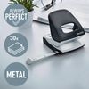 Leitz Hole Punch, 30 Sheets, Guide Bar with Format Markings, Metal, WOW Range, 50081095 - Black