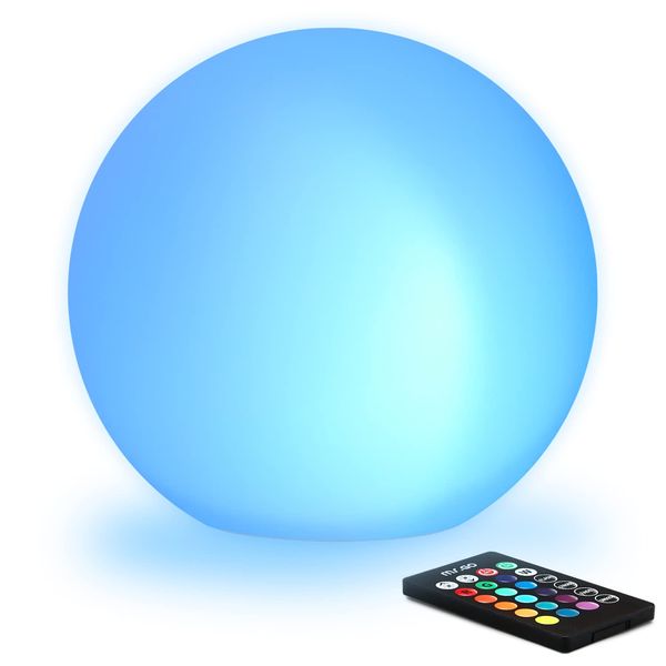 Mr.Go 8-inch Ultra-Fun LED Glowing Ball Light w/Remote, RGB Color Changing Globe Mood Lamp, 16 Colors 8 Brightness 4 Lighting Modes, Waterproof, Rechargeable & AC Adapter Power, Stunning Light Orb