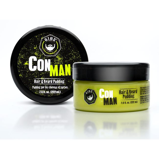 GIBS Con Man Hair & Beard Pudding - Leave-In Conditioner, Curl Definer,Green 7.5 Fl oz