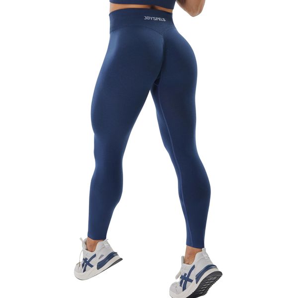 JOYSPELS Gym Sport Leggings Damen Scrunch Butt, High Waist Blickdicht Sporthose Lang Yogahose Po Push Up Seamless Shape Tights Meeresblau XL