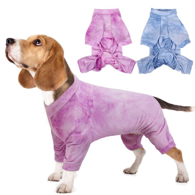 Hundeoverall mit Beinen, Warm Hunde Onesie, Soft Hund Recovey Suit für Hundebody Nach Op Kastration Winddicht Hundepullover Hund Schlafanzug Pyjama für Kleine Mittelgroße Hunde, Lila, XS