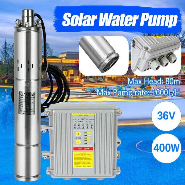 3/4 Inch Solar Water Pump Submersible Deep Well Pump & MPPT Controller 400W 36V