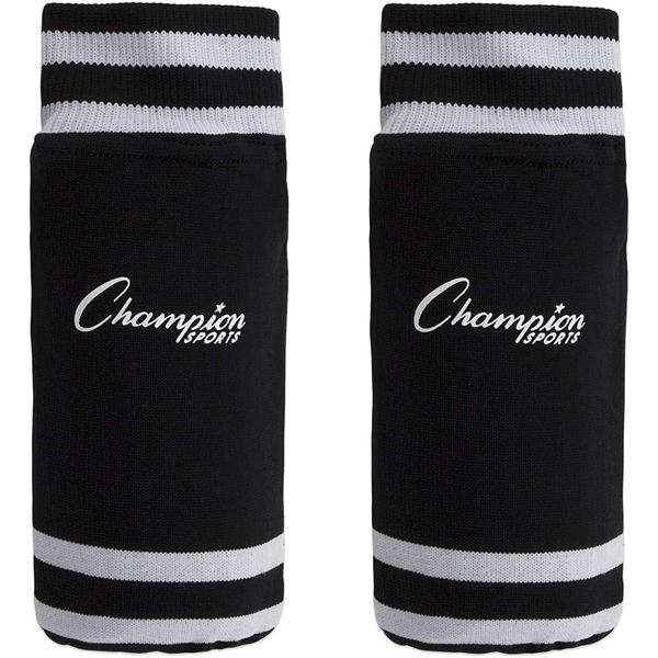 Champion Sports SL4B Youth Sock Style Soccer Shin Guards - Ages 4-6, Black, Small