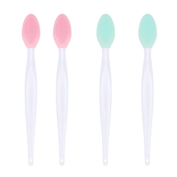 GCQQ 4PCS Lip Exfoliating Brushes, Silicone Lip Scrub Brush Exfoliating, Double-Sided Lip Scruber for Lip Exfoliating and Cleaning Nose Blackheads