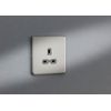 13A 1G Unswitched Socket - Brushed Chrome with Grey Insert