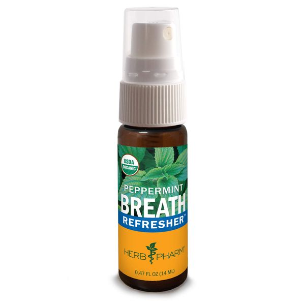 Herb Pharm Breath Refresher Certified Organic Herbal Fresh Breath Spray, Peppermint