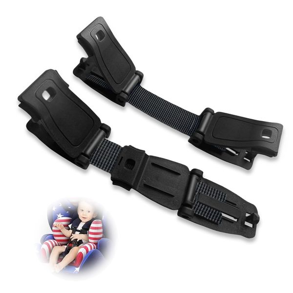 2 Pack Car Seat Anti Escape Harness Chest Clip, Safety Strap Prevent Children/Kids Taking Their Arms Out of Child Car Seat/High Chairs/Strollers/Baby Reins (Black)