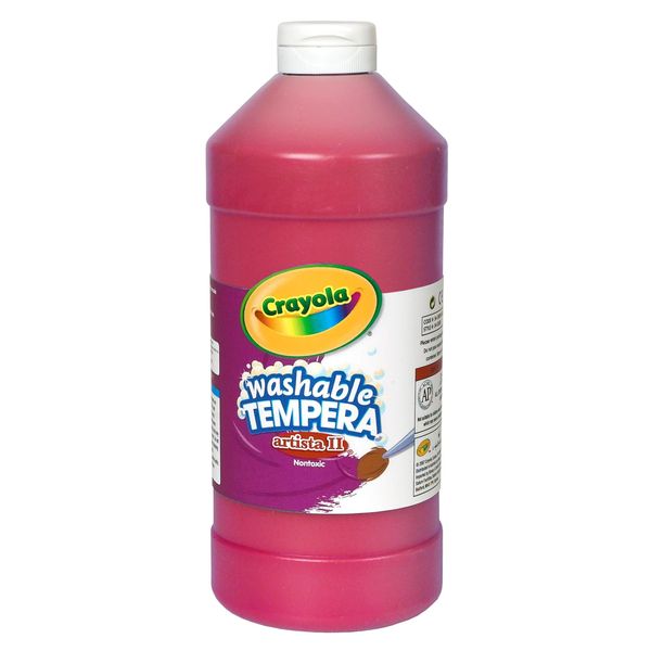 Crayola Washable Tempera Paint For Kids, Red Paint, Classroom Supplies, Non Toxic, 32 Oz Squeeze Bottle