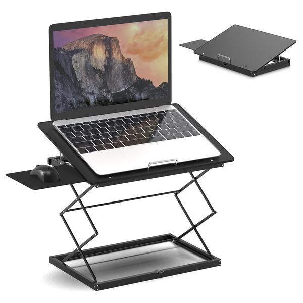 CD4 Adjustable Standing Desk Converter for Laptops, Vertical Laptop Stand, Ta...